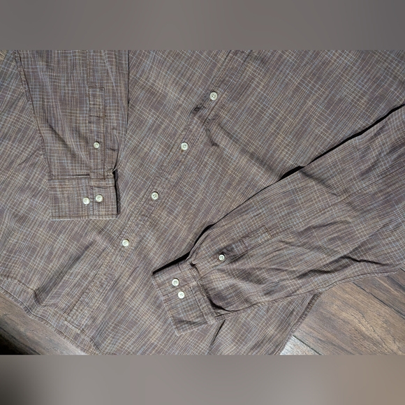 Tommy Bahama Men's Size XL Brown Beige Blue Striped Long Sleeve Button Up Shirt - Picture 4 of 14